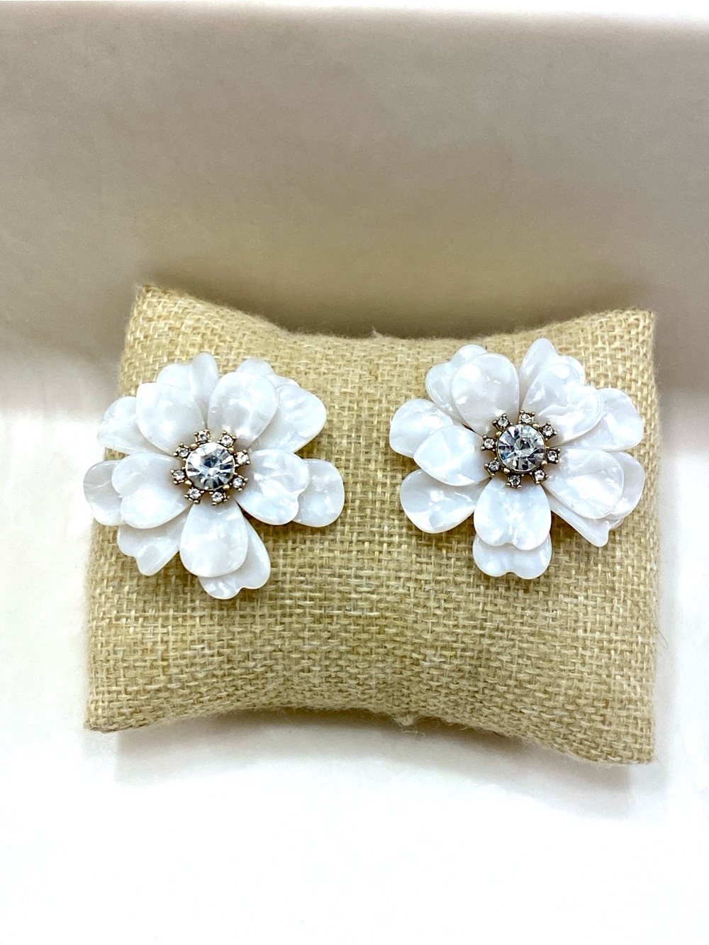 J. Crew White Flower Crystal-Accented Earrings - Picture 2 of 6